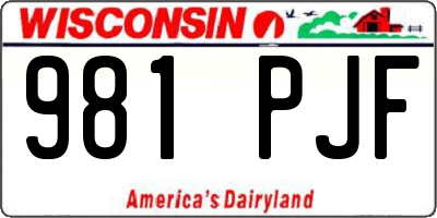WI license plate 981PJF