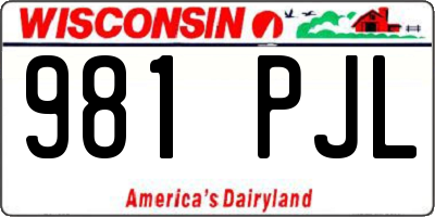 WI license plate 981PJL