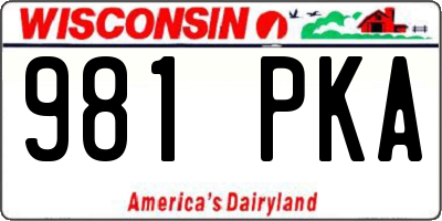 WI license plate 981PKA