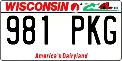 WI license plate 981PKG