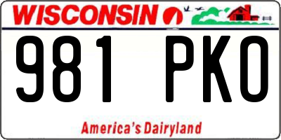 WI license plate 981PKO