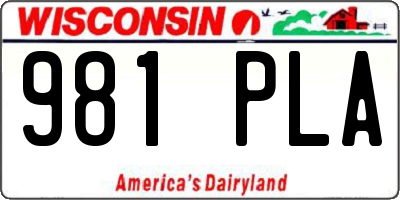 WI license plate 981PLA