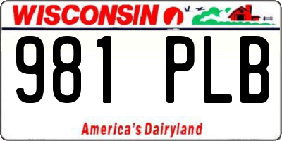 WI license plate 981PLB
