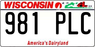 WI license plate 981PLC