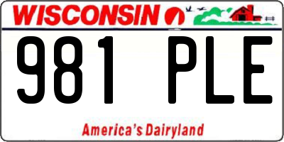 WI license plate 981PLE