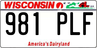 WI license plate 981PLF