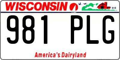 WI license plate 981PLG