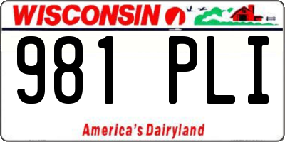 WI license plate 981PLI