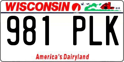 WI license plate 981PLK