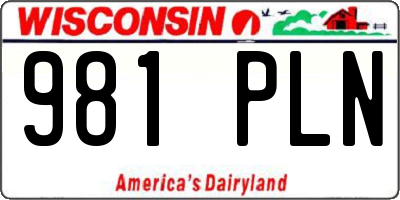 WI license plate 981PLN