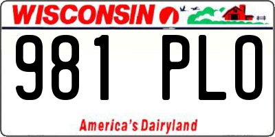WI license plate 981PLO