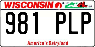 WI license plate 981PLP