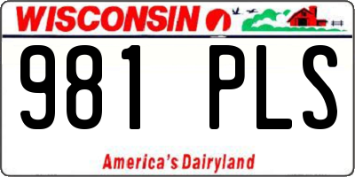 WI license plate 981PLS