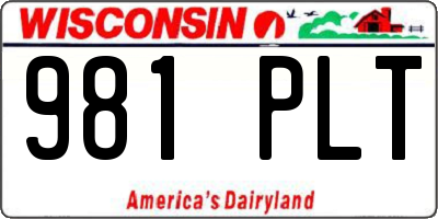WI license plate 981PLT