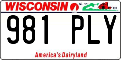 WI license plate 981PLY
