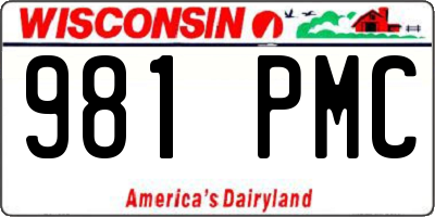 WI license plate 981PMC