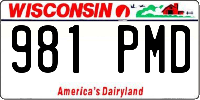 WI license plate 981PMD