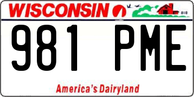 WI license plate 981PME