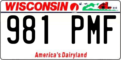 WI license plate 981PMF