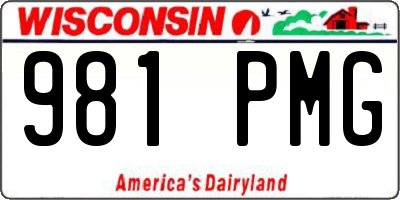 WI license plate 981PMG