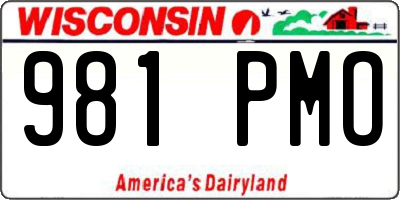 WI license plate 981PMO