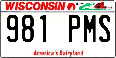 WI license plate 981PMS