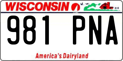 WI license plate 981PNA