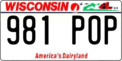 WI license plate 981POP