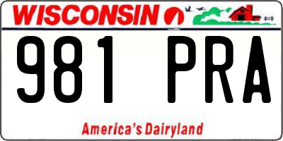 WI license plate 981PRA