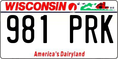 WI license plate 981PRK