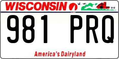 WI license plate 981PRQ