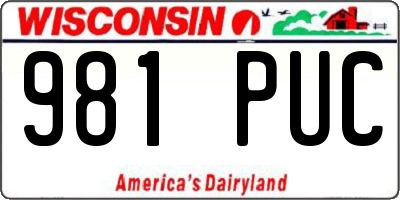 WI license plate 981PUC