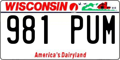 WI license plate 981PUM