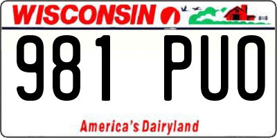 WI license plate 981PUO