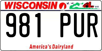WI license plate 981PUR