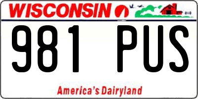 WI license plate 981PUS