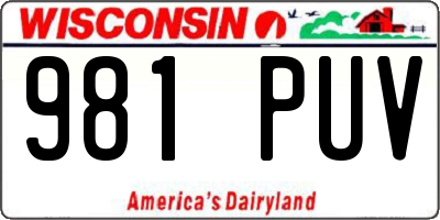 WI license plate 981PUV