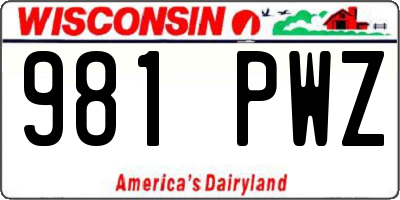 WI license plate 981PWZ