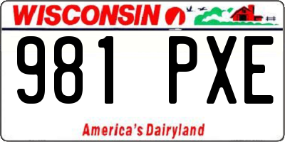 WI license plate 981PXE