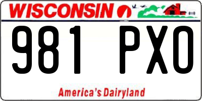 WI license plate 981PXO