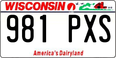 WI license plate 981PXS