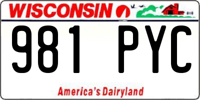 WI license plate 981PYC