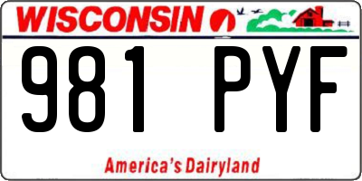 WI license plate 981PYF