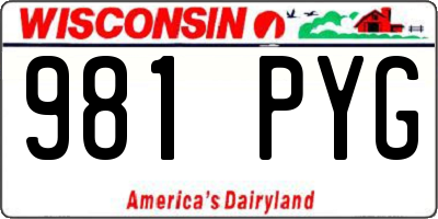 WI license plate 981PYG