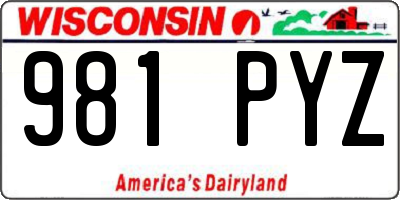 WI license plate 981PYZ