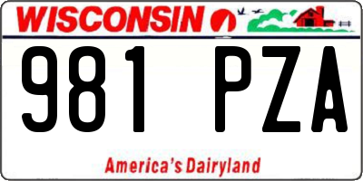 WI license plate 981PZA