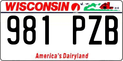 WI license plate 981PZB