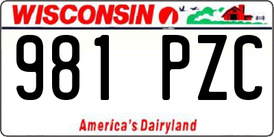 WI license plate 981PZC