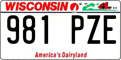 WI license plate 981PZE