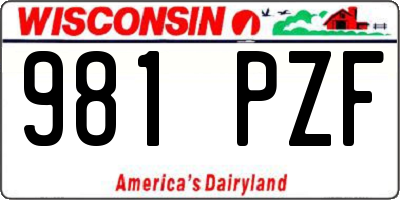 WI license plate 981PZF
